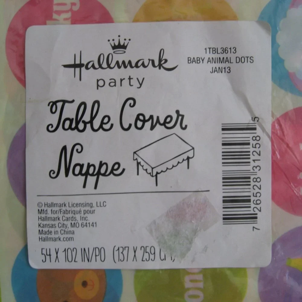 Hallmark Baby Animal Dots Polka Safari Farm Party Decoration Table Cover NWT